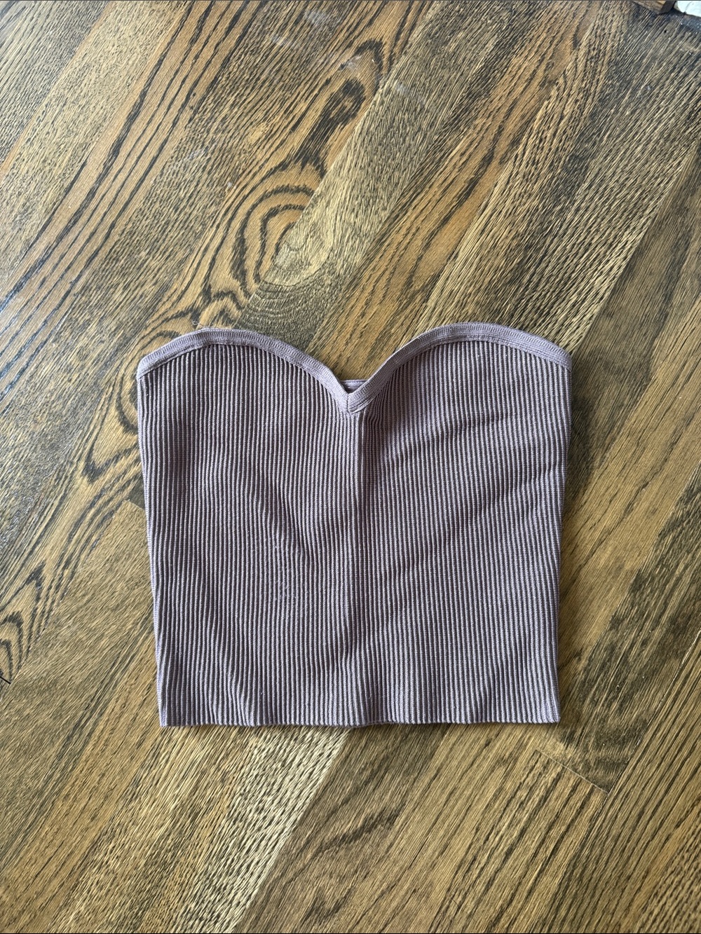 Strapless Ribbed Sweetheart Tube Top - Mauve Babaton